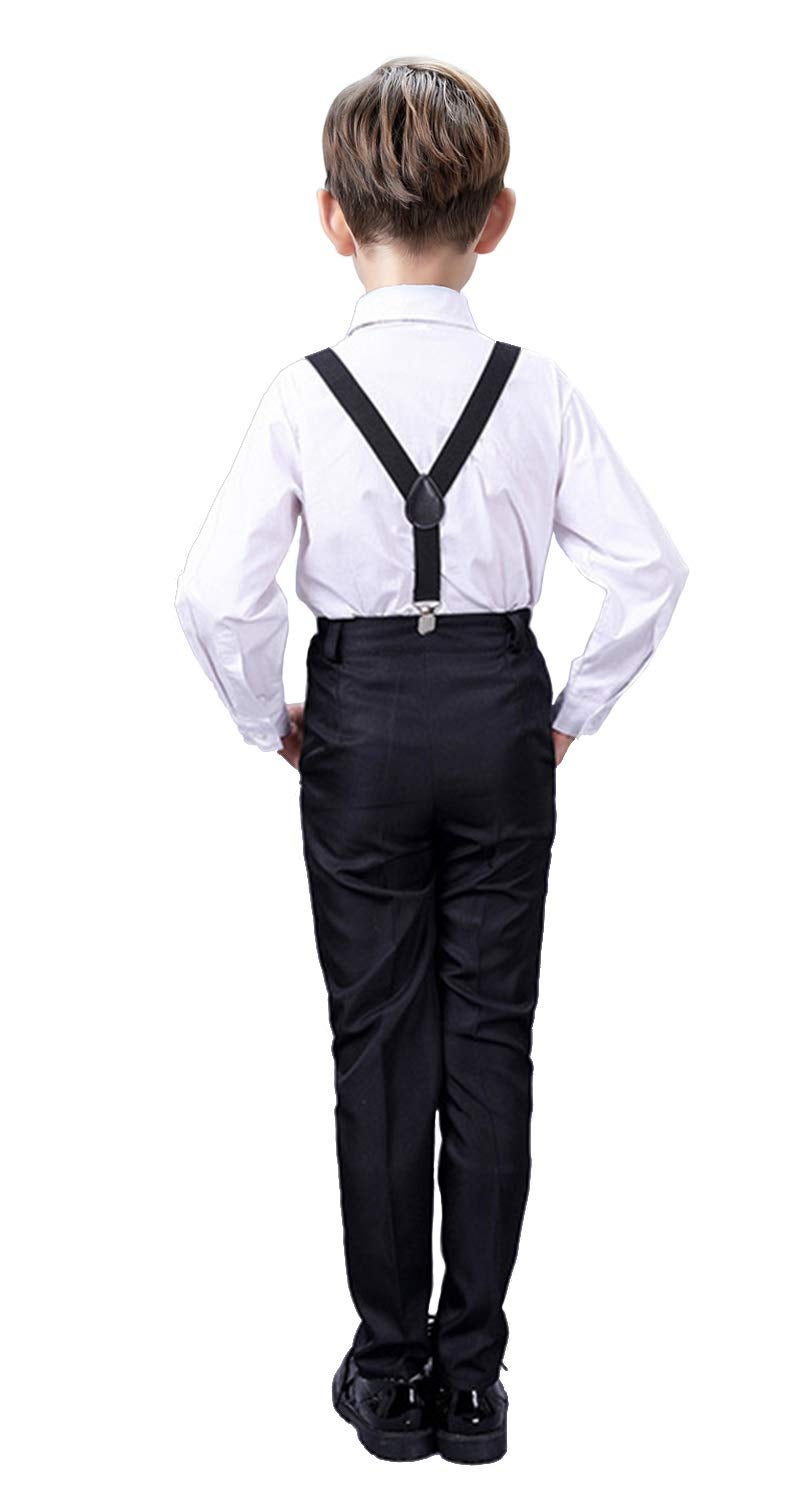 SaiLiiny Suits for Boys 4 Piece Slim Fit Outfits Sets Black Kids Formal Dresswear Clothing with Suspender Size 3T - Image 3